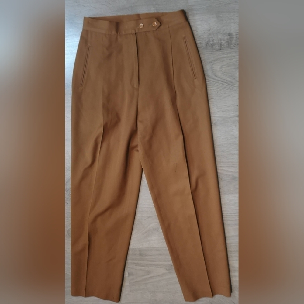Shop 80s Vintage Quiet Luxury High Waisted Wool Tapered BRONZE Dress Pants